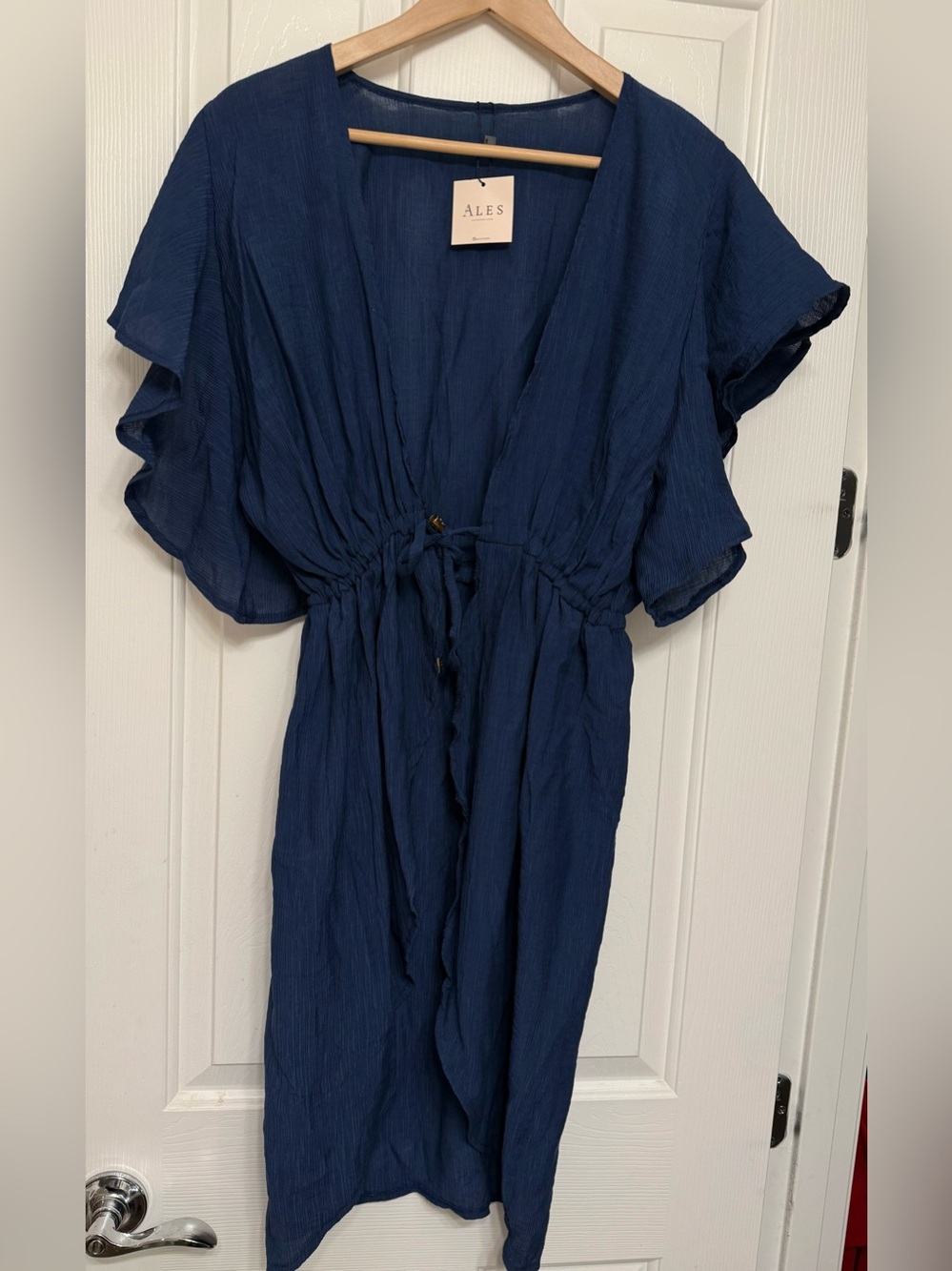 ALES Collection Crinkle Ruffle Swim Cover-Up Dress OS